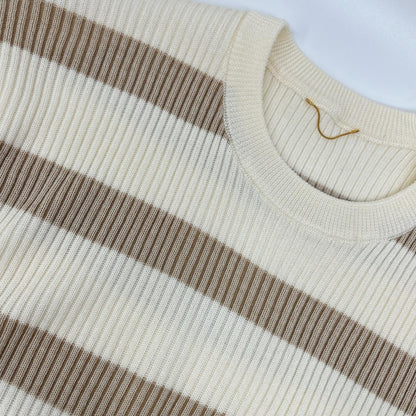 Deuxieme Classe Deuxième Classe 25 Ivory × Beige striped knit sweater Tops