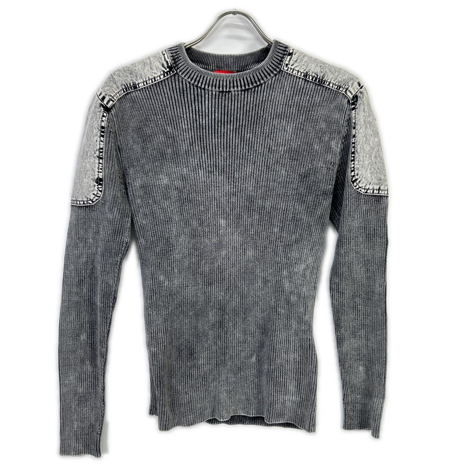 DIESEL ディーゼル グレー ダメージ加工 K-MARTIN リブニット トップス