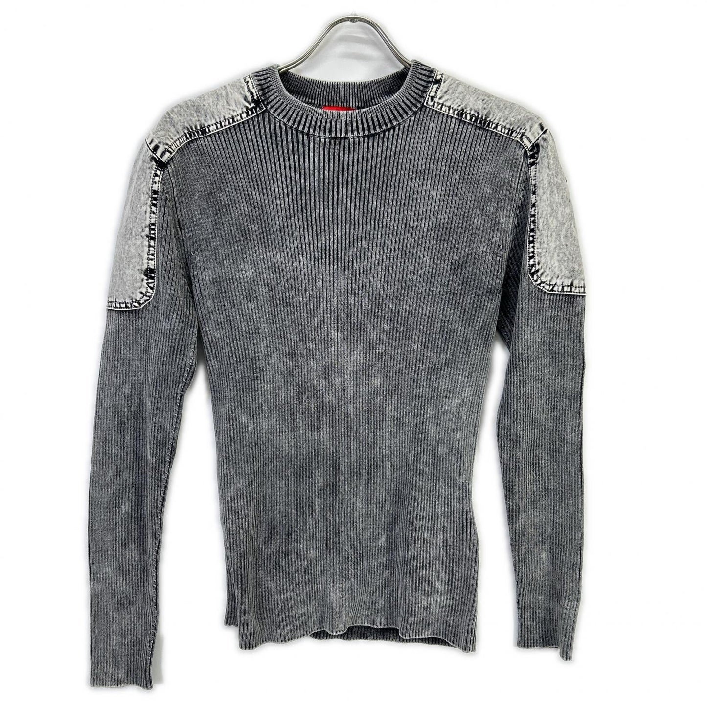 DIESEL ディーゼル グレー ダメージ加工 K-MARTIN リブニット トップス