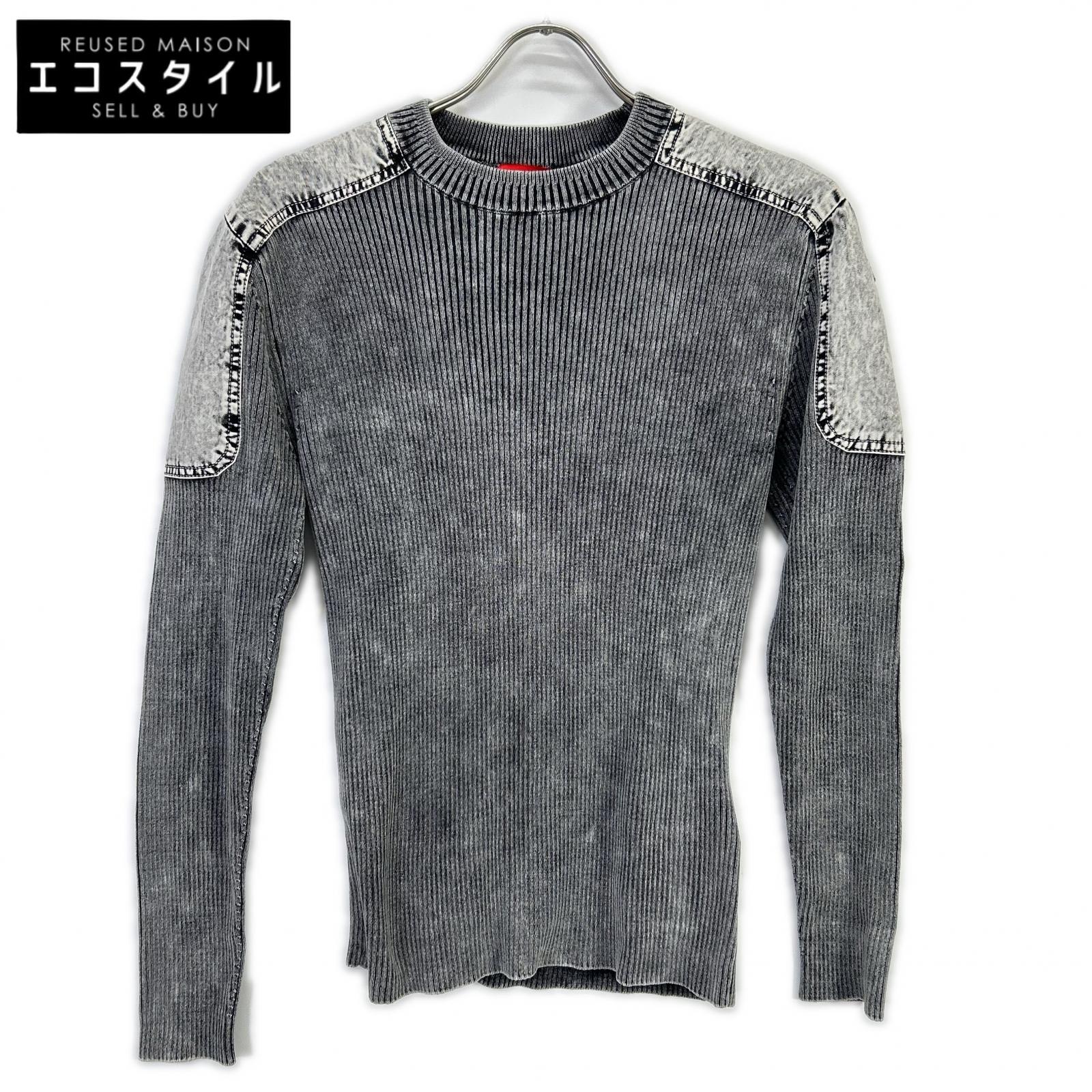 DIESEL ディーゼル グレー ダメージ加工 K-MARTIN リブニット トップス
