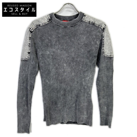 DIESEL ディーゼル グレー ダメージ加工 K-MARTIN リブニット トップス