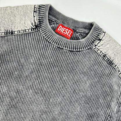 DIESEL ディーゼル グレー ダメージ加工 K-MARTIN リブニット トップス