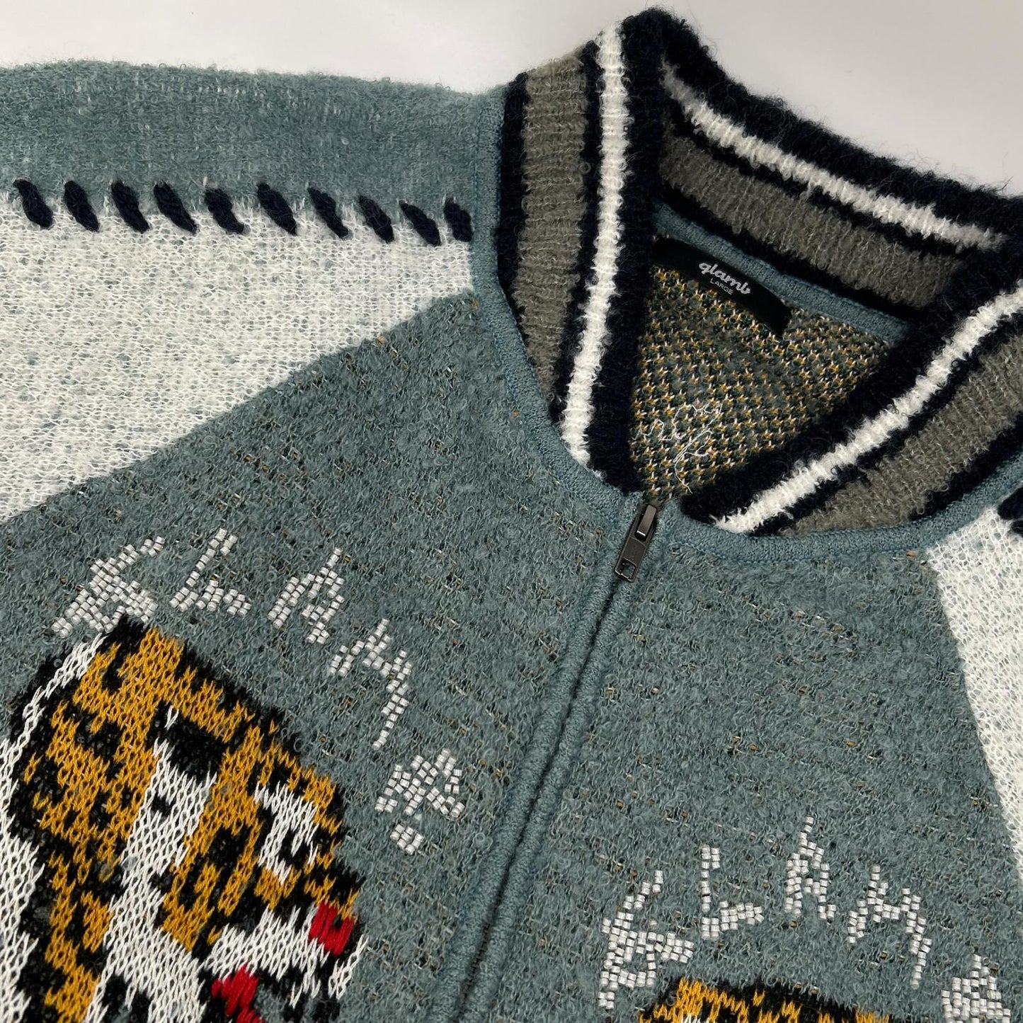 glamb Blue Knit Souvenir Jacket Top