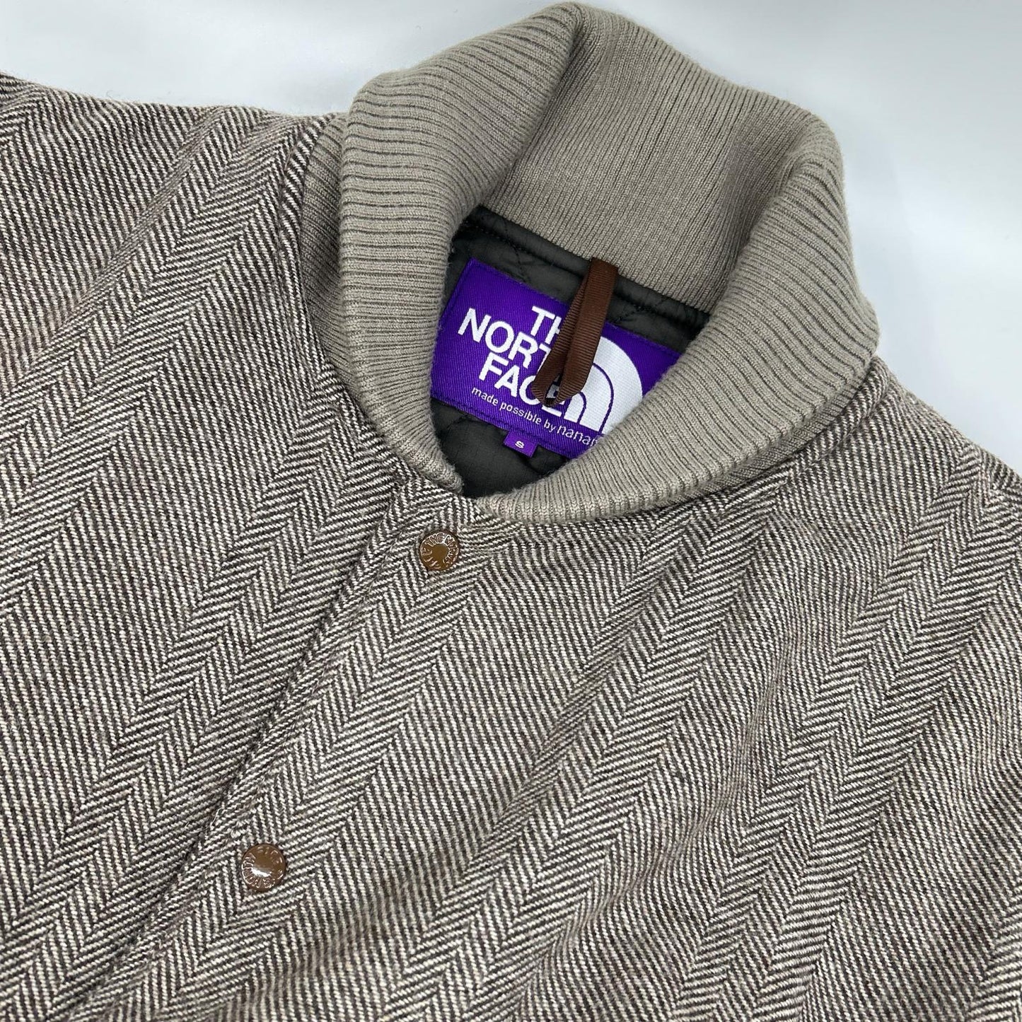 THE NORTH FACE PURPLE LABEL ザ ノースフェイス パープルレーベル NY2261N ブラウン ウール ヘリンボーン ツイード バーシティ ジャケット ジャケット