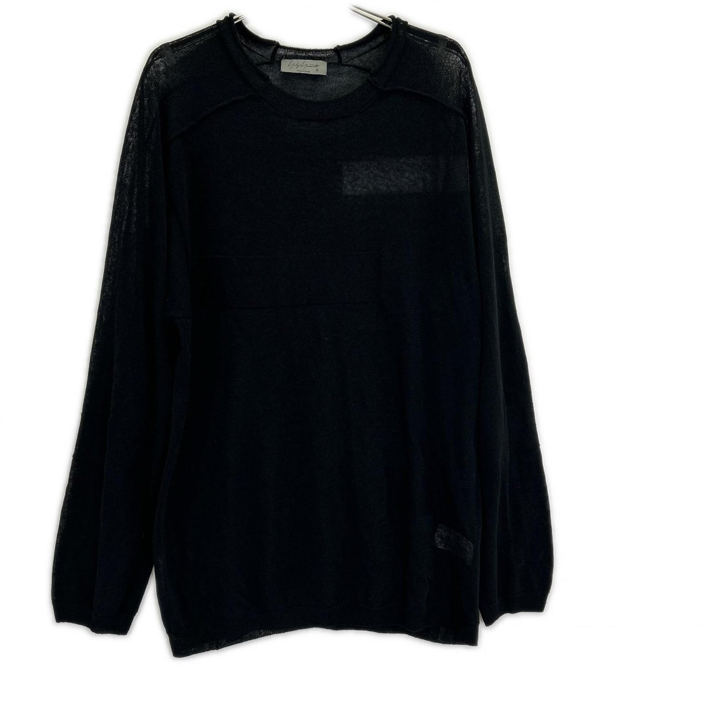 Yohji Yamamoto POUR HOMME Yohji Yamamoto POUR HOMME 24SS HS-K07-983 黑色 透视圆领长袖T恤 上衣