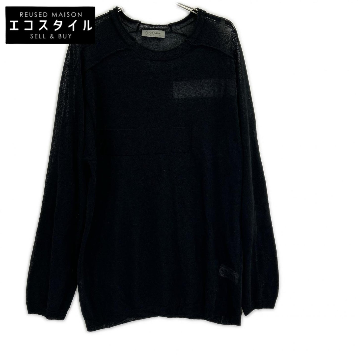 Yohji Yamamoto POUR HOMME 24SS HS-K07-983 Black Sheer Round Neck Long Sleeve T-shirt Top