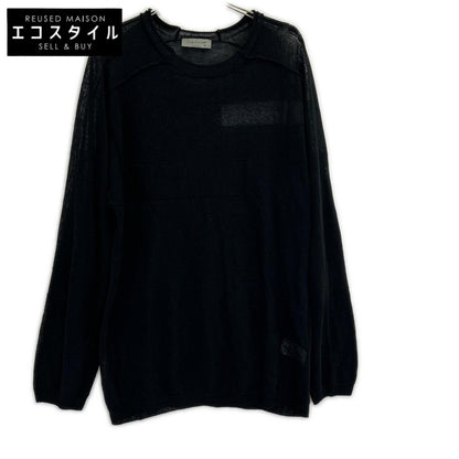 Yohji Yamamoto POUR HOMME 24SS HS-K07-983 Black Sheer Round Neck Long Sleeve T-shirt Top