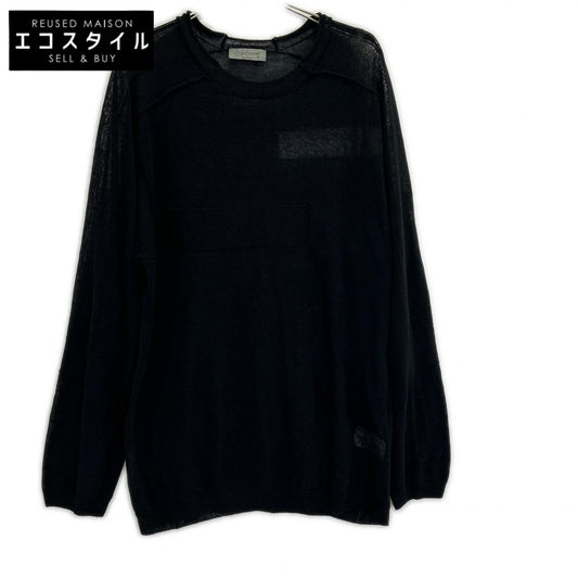 Yohji Yamamoto POUR HOMME Yohji Yamamoto POUR HOMME 24SS HS-K07-983 黑色 透视圆领长袖T恤 上衣