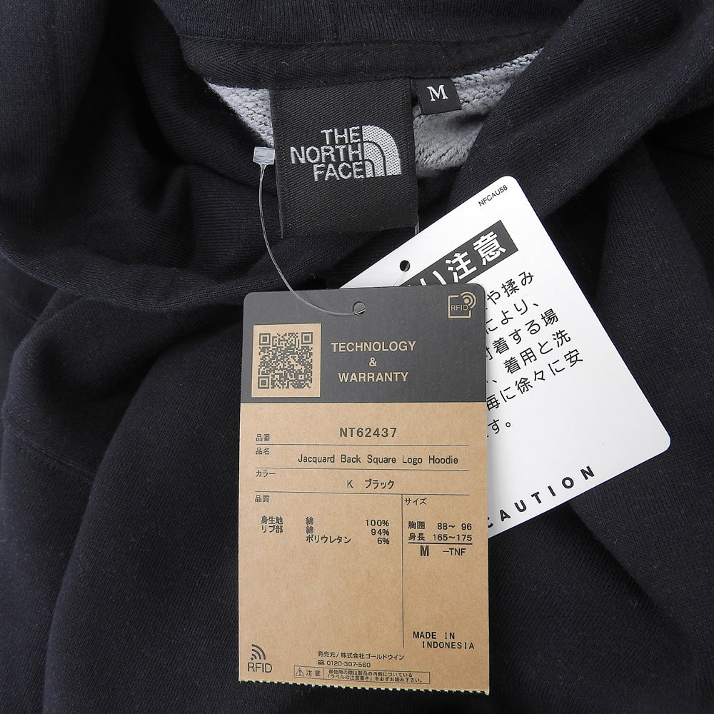 THE NORTH FACE ノースフェイス 新品同様 ジャカード バックスクエアロゴ フーディー トップス メンズ ブラック M NT62437 トップス