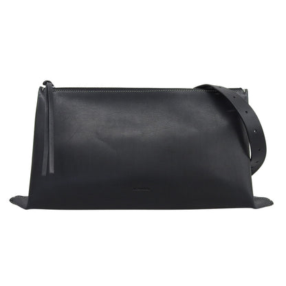 Jil Sander square all-leather shoulder bag, women's black