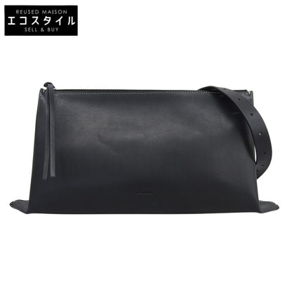 Jil Sander square all-leather shoulder bag, women's black