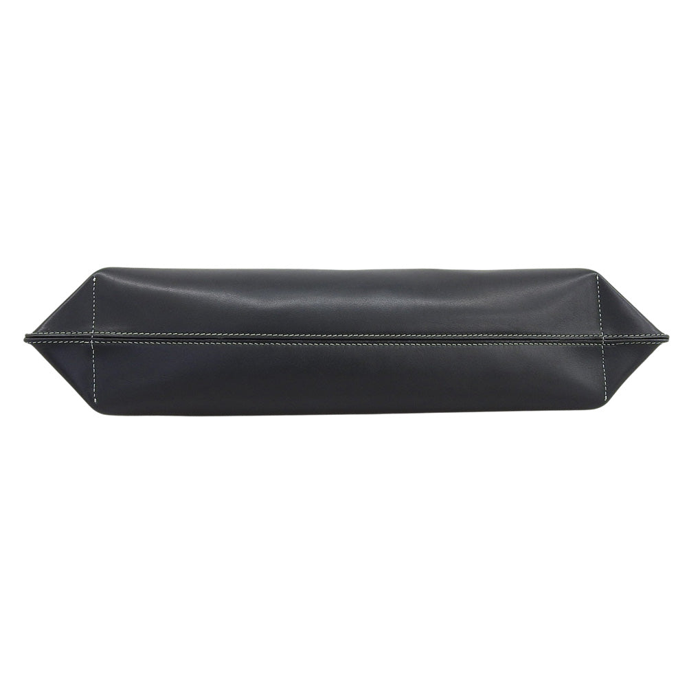 Jil Sander square all-leather shoulder bag, women's black