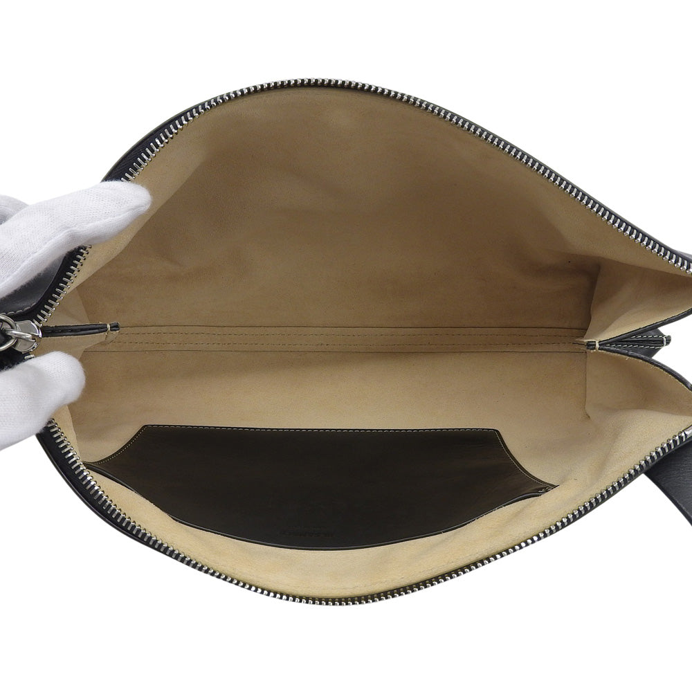 Jil Sander square all-leather shoulder bag, women's black