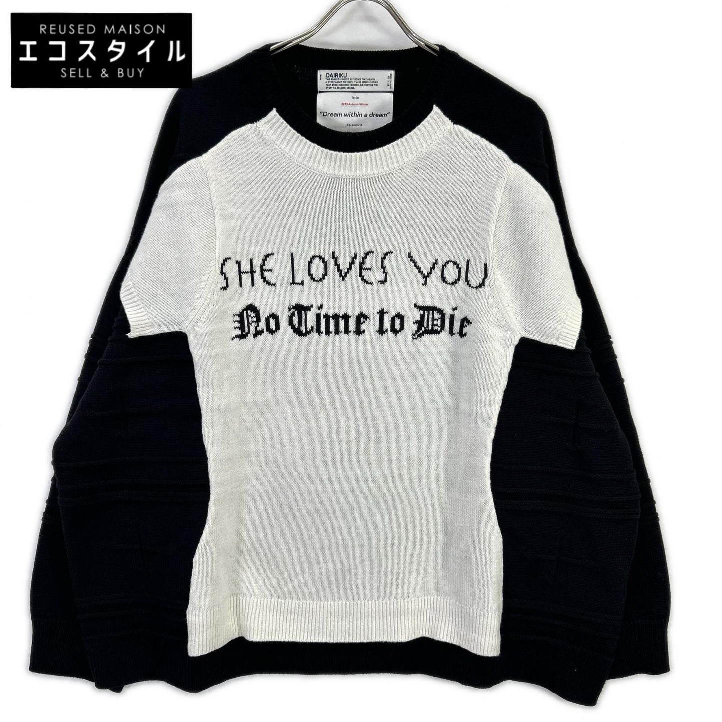 DAIRIKU ダイリク 25AW ブラック Docking Lettered Knit トップス