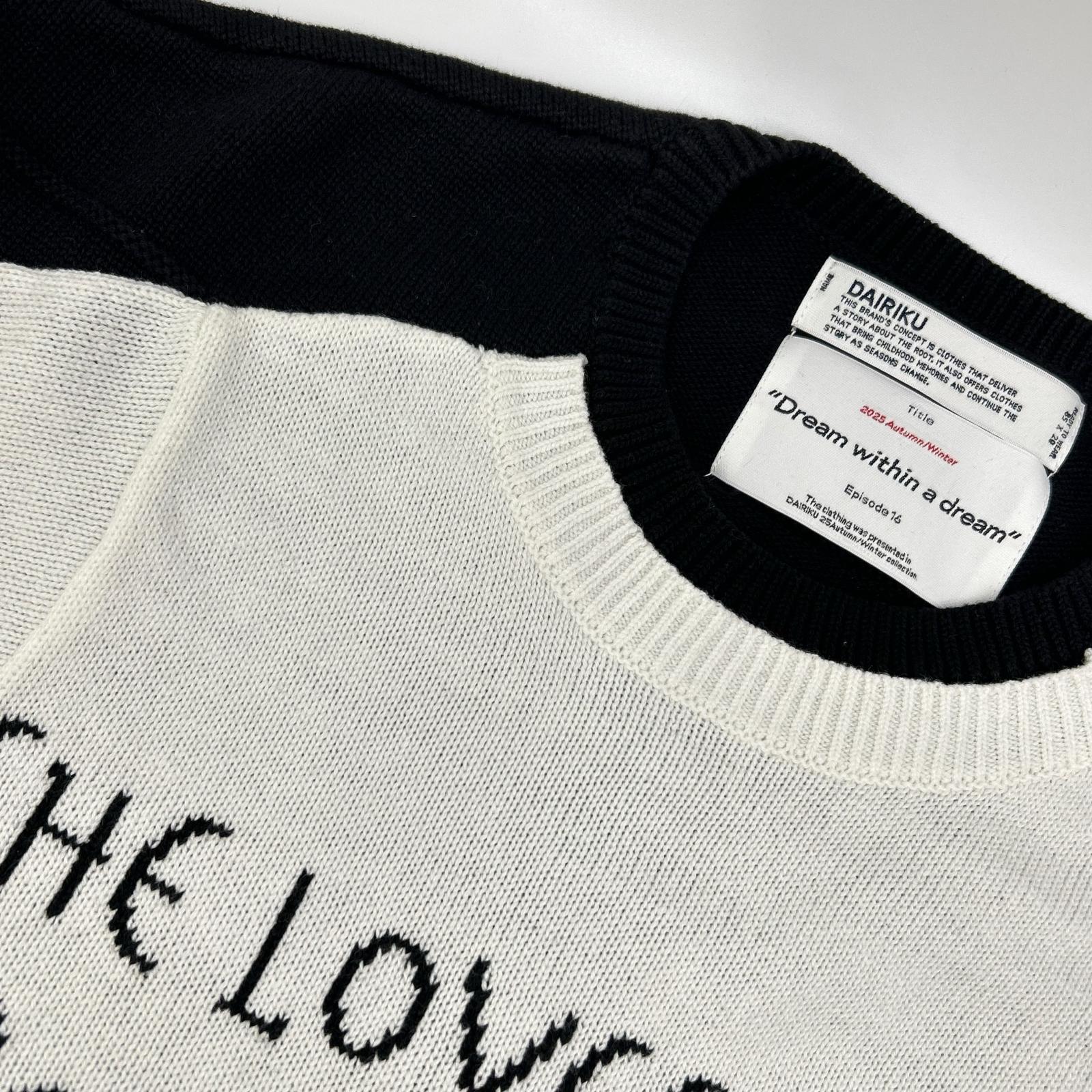 DAIRIKU 25AW Black Docking Lettered Knit Top