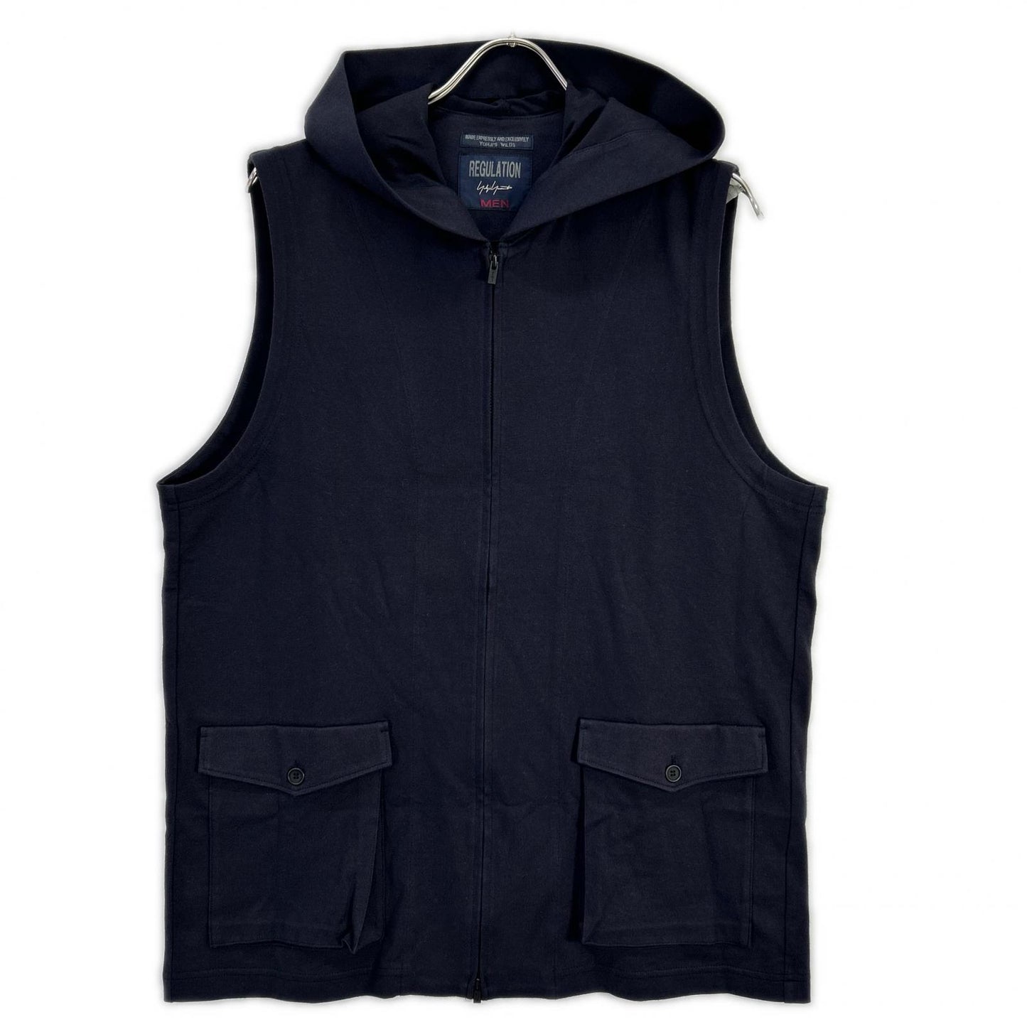 REGULATION Yohji Yamamoto レギュレーション ヨウジヤマモト ネイビー HIGH DENSITY JERSEY HOODED ZIP VEST ベスト