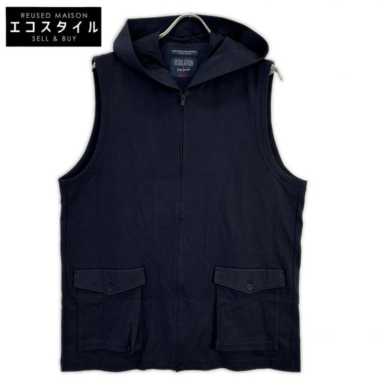 REGULATION Yohji Yamamoto レギュレーション ヨウジヤマモト ネイビー HIGH DENSITY JERSEY HOODED ZIP VEST ベスト