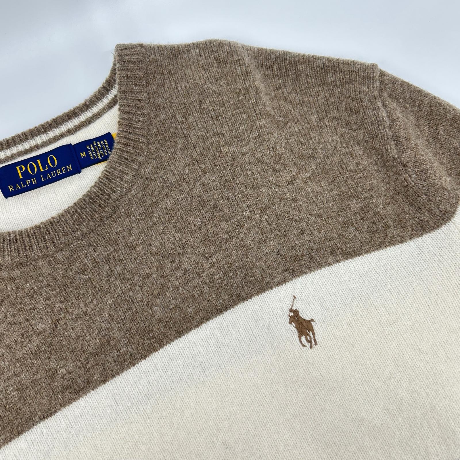POLO RALPH LAUREN Polo Ralph Lauren Beige x White Border Wool Knit Top