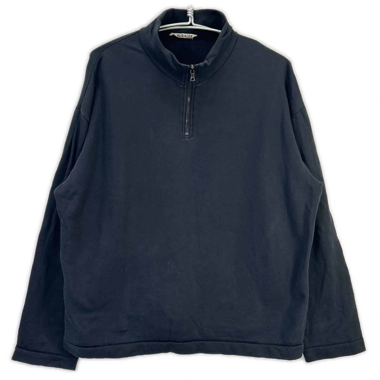 AURALEE 20AW A20AP01NU Black ELASTIC HIGH GAUGE SWEAT HALF ZIP Top