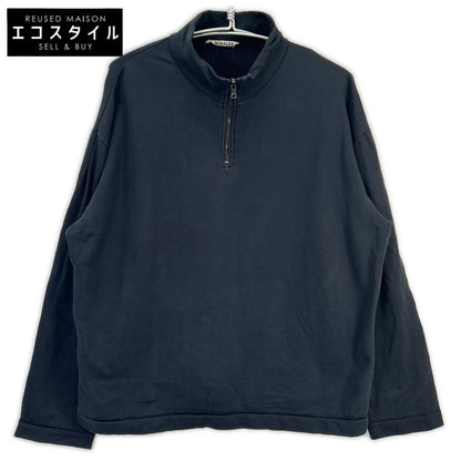 AURALEE 20AW A20AP01NU Black ELASTIC HIGH GAUGE SWEAT HALF ZIP Top