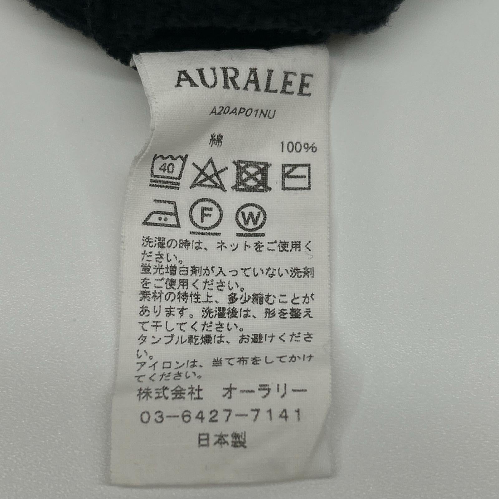 AURALEE オーラリー 20年製 A20AP01NU ブラック ELASTIC HIGH GAUGE SWEAT HALF ZIP トップス