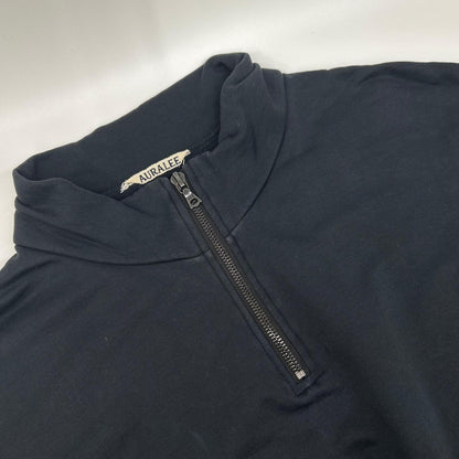 AURALEE 20AW A20AP01NU Black ELASTIC HIGH GAUGE SWEAT HALF ZIP Top