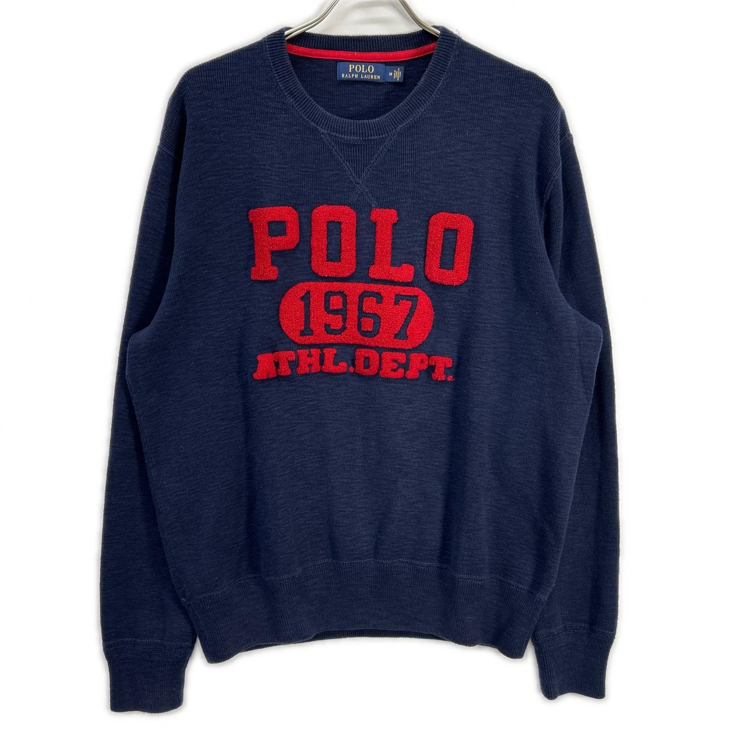 POLO RALPH LAUREN 保罗拉夫劳伦 海军蓝 棉质毛毡贴花徽标圆领针织衫 上衣
