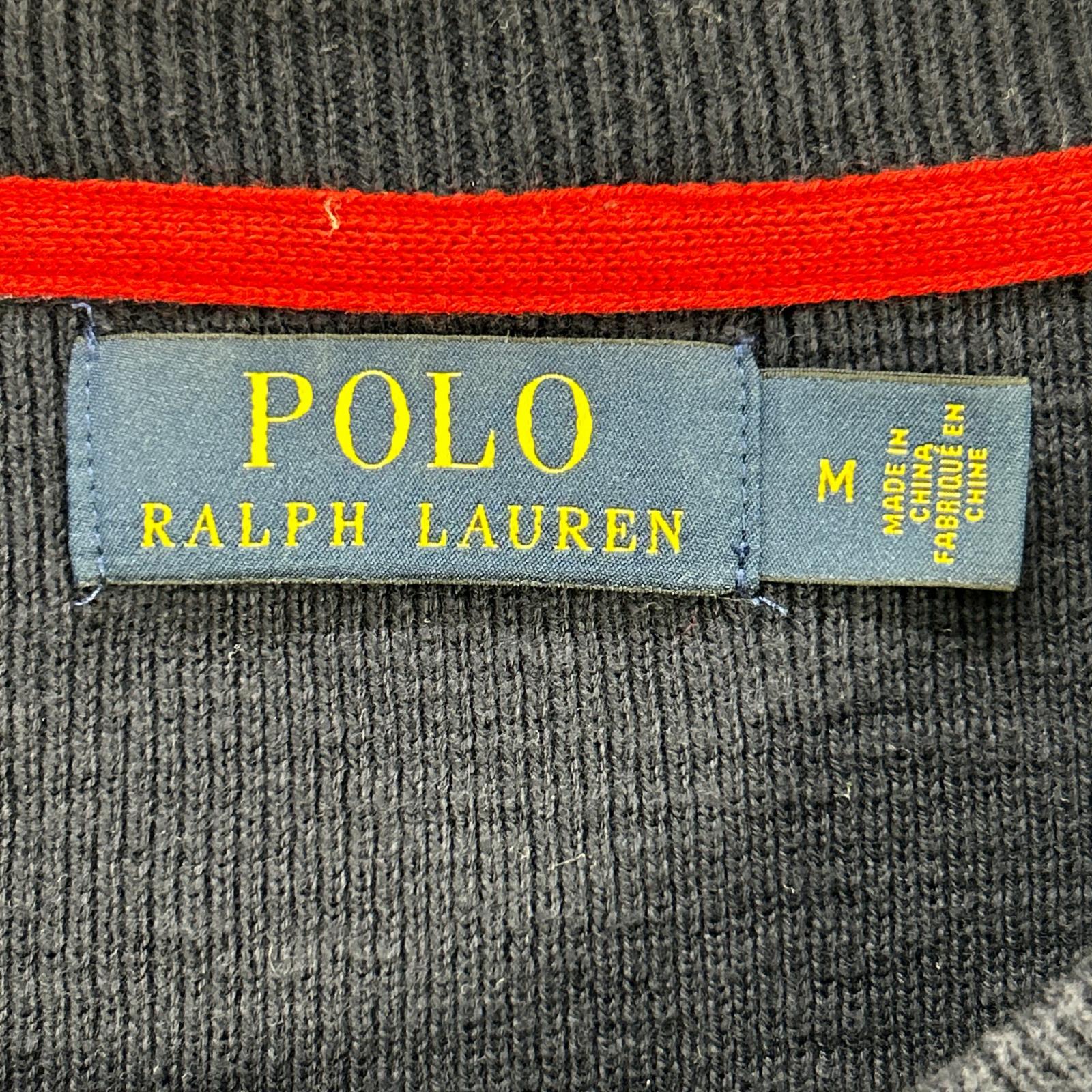 POLO RALPH LAUREN ポロ ラルフローレン ネイビー コットン フェルトワッペンロゴ クルーネックニット トップス