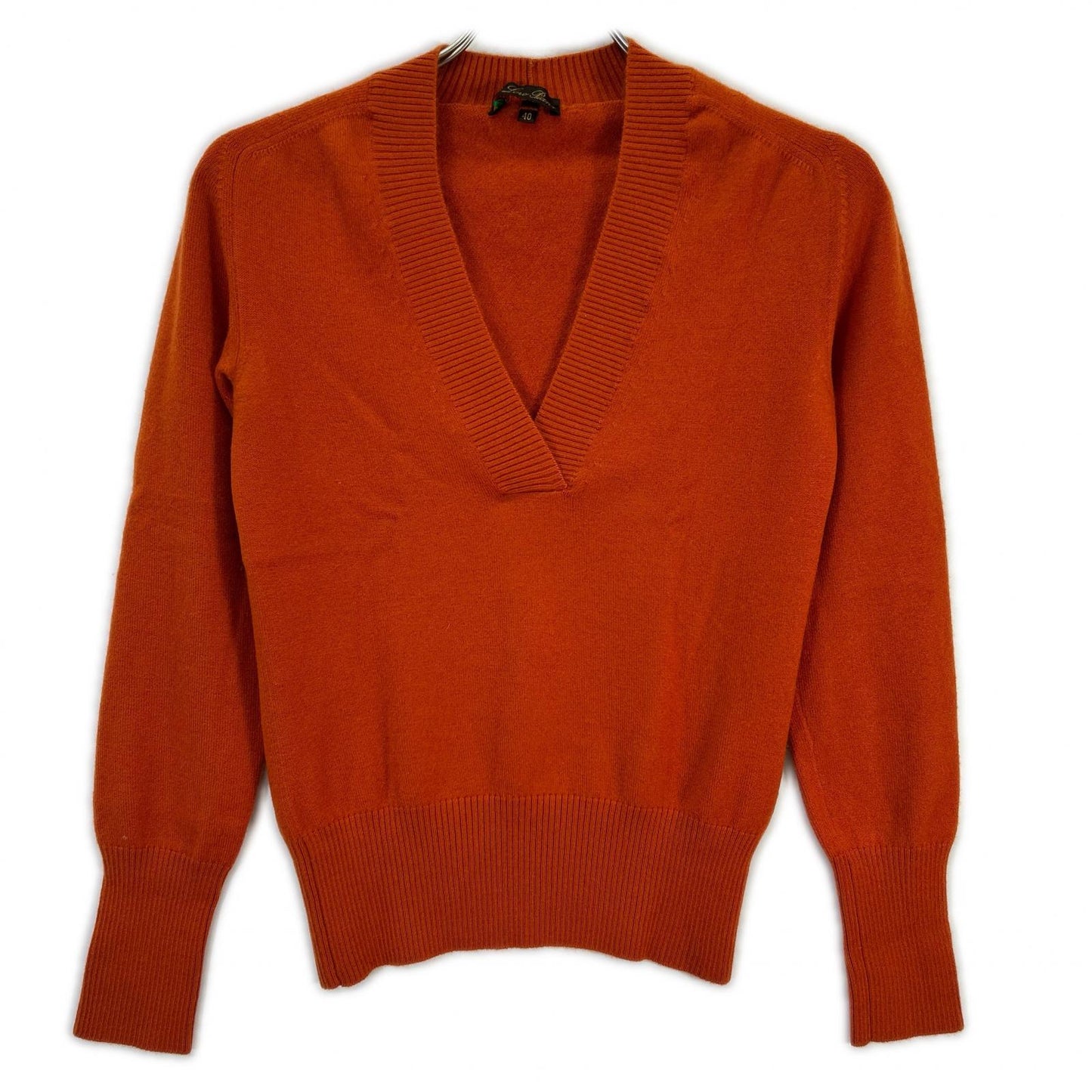 Loro Piana ロロピアーナ MAA4530 オレンジ Vネック長袖 95カシミヤ ニットカットソー トップス