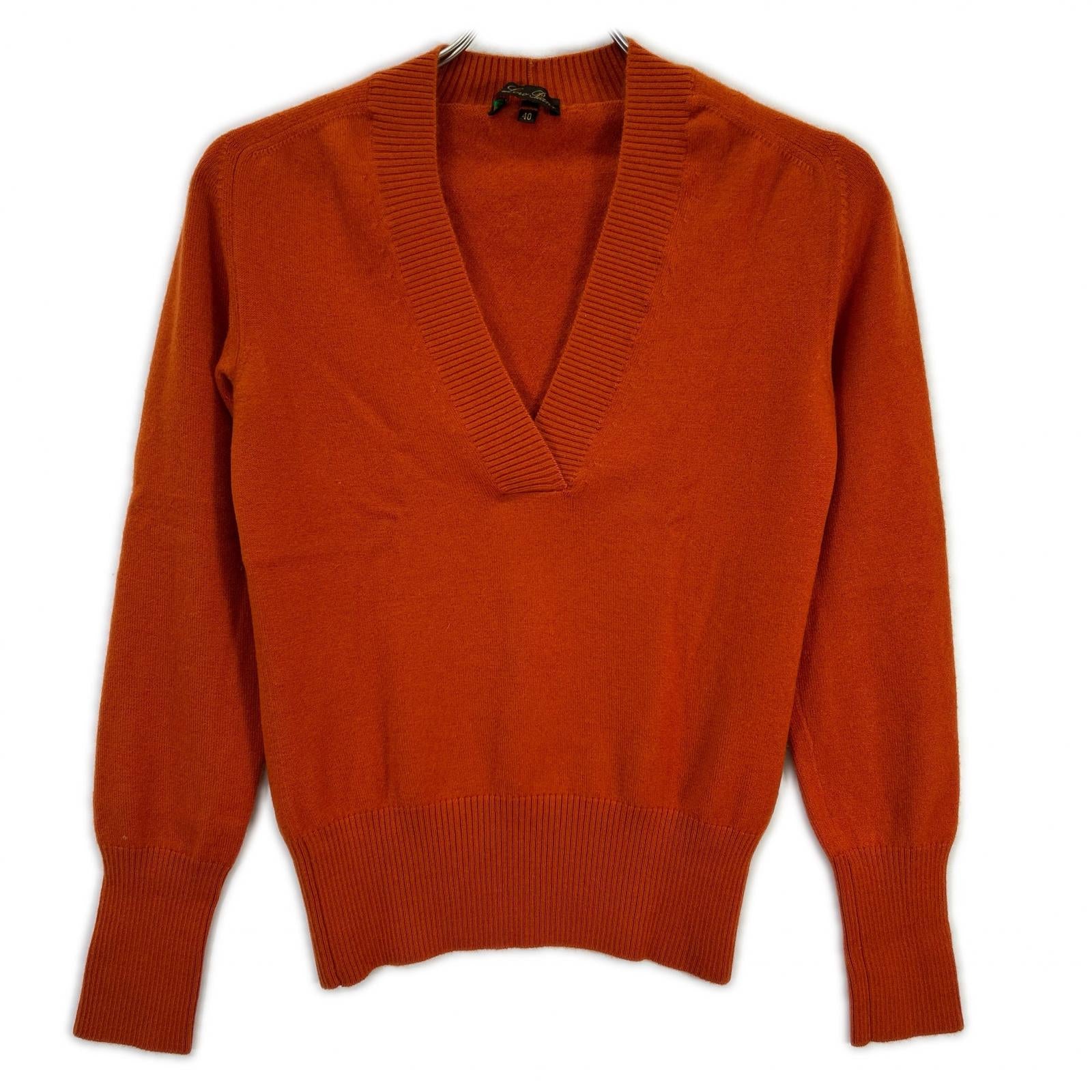 Loro Piana ロロピアーナ MAA4530 オレンジ Vネック長袖 95カシミヤ ニットカットソー トップス
