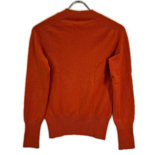Loro Piana MAA4530 Orange V-Neck Long Sleeve 95 Cashmere Knit Top