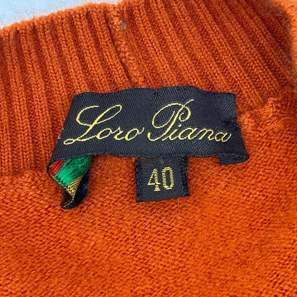 Loro Piana ロロピアーナ MAA4530 オレンジ Vネック長袖 95カシミヤ ニットカットソー トップス