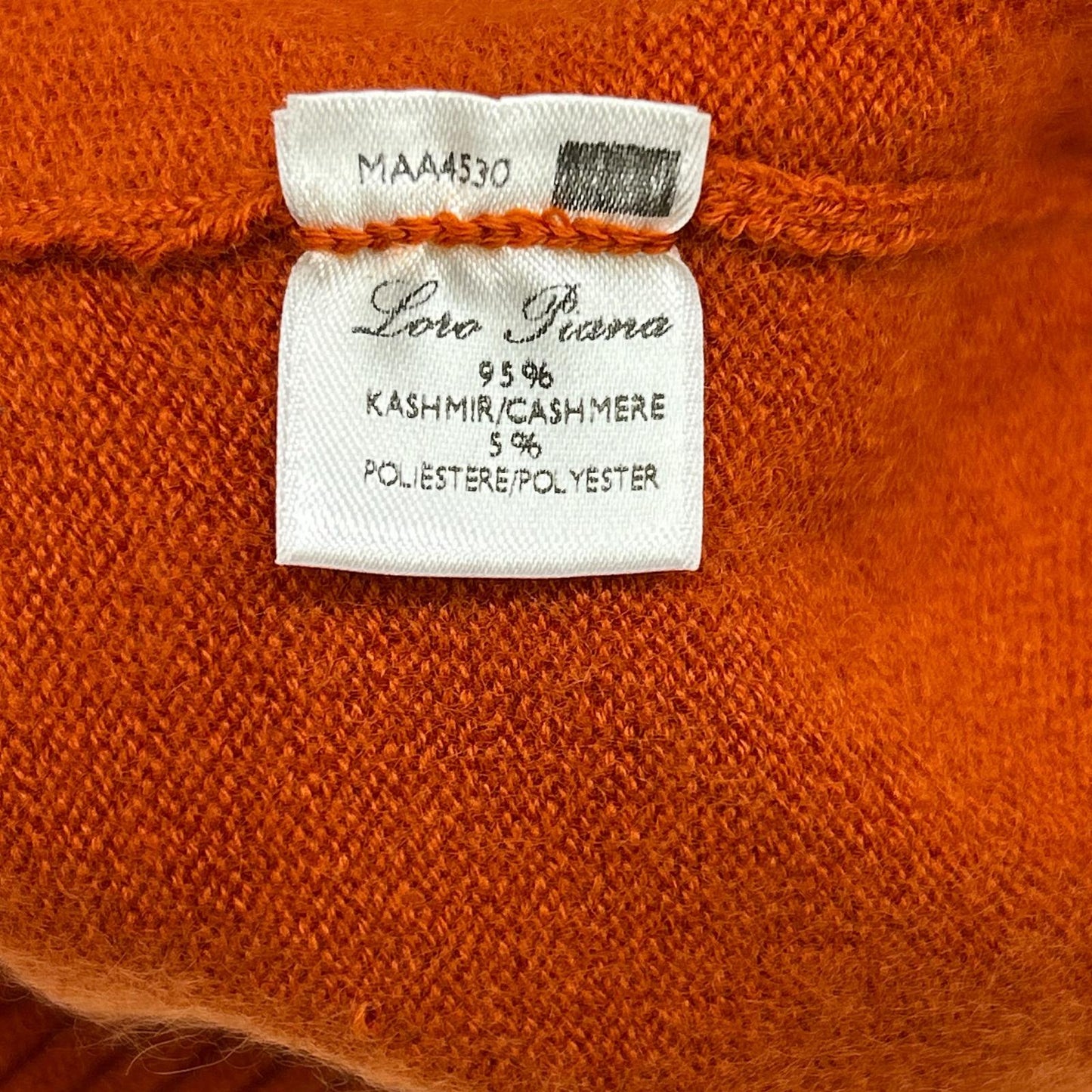 Loro Piana ロロピアーナ MAA4530 オレンジ Vネック長袖 95カシミヤ ニットカットソー トップス