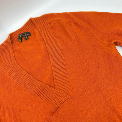 Loro Piana ロロピアーナ MAA4530 オレンジ Vネック長袖 95カシミヤ ニットカットソー トップス