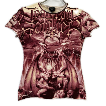 Jean Paul GAULTIER HOMME Jean Paul Gaultier Homme Red Satin Print T-Shirt Top