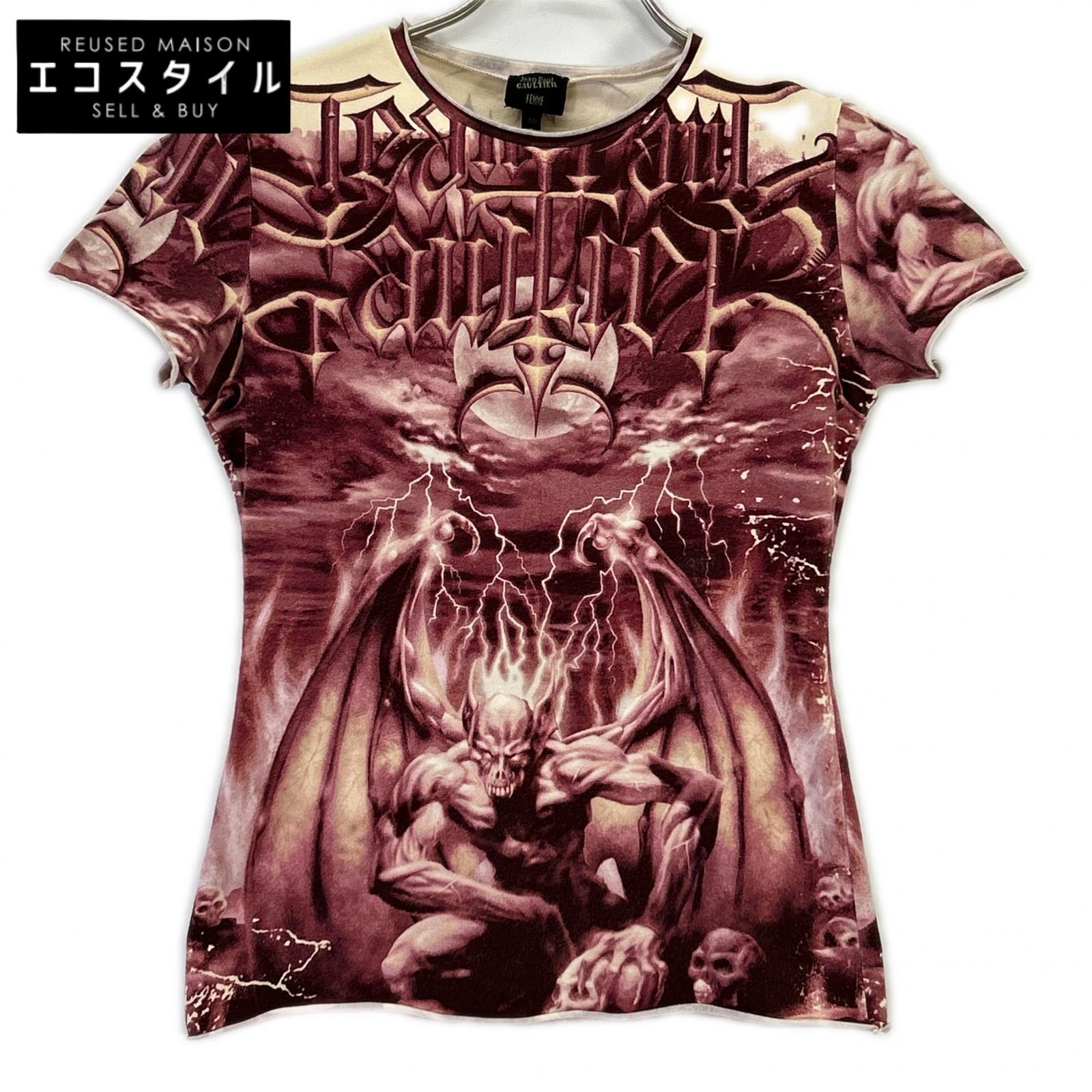 Jean Paul GAULTIER HOMME Jean Paul Gaultier Homme Red Satin Print T-Shirt Top