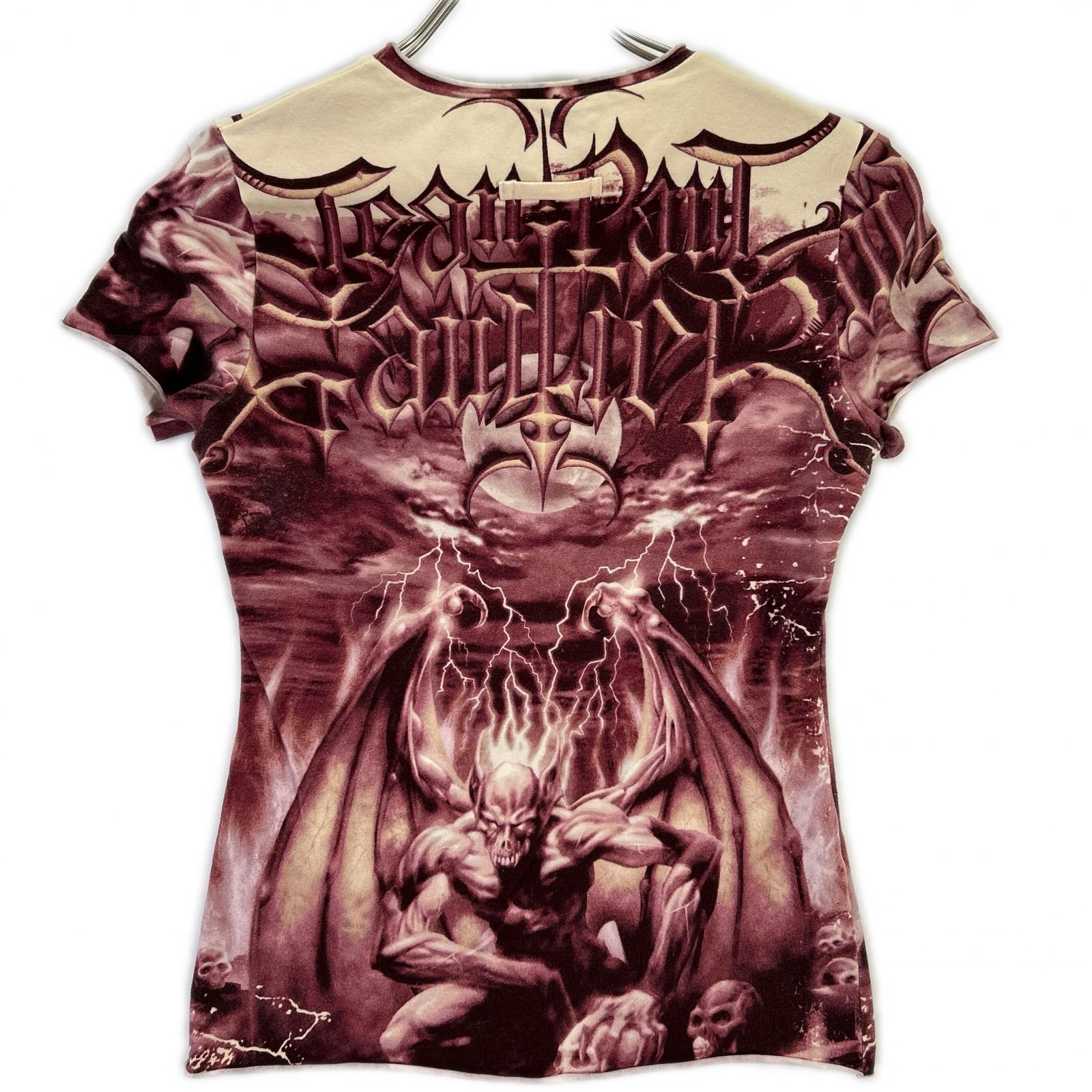 Jean Paul GAULTIER HOMME Jean Paul Gaultier Homme Red Satin Print T-Shirt Top