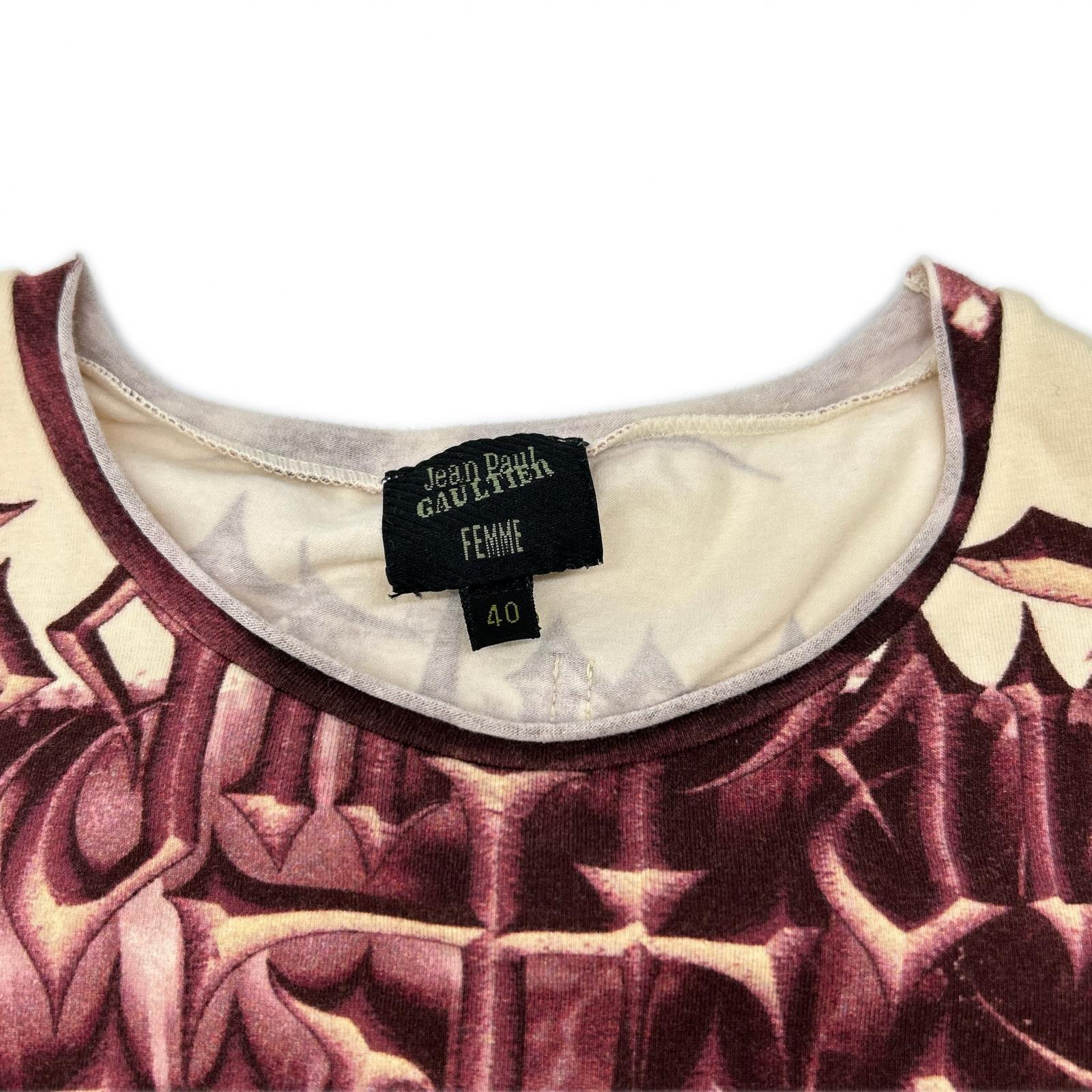 Jean Paul GAULTIER HOMME Jean Paul Gaultier Homme Red Satin Print T-Shirt Top