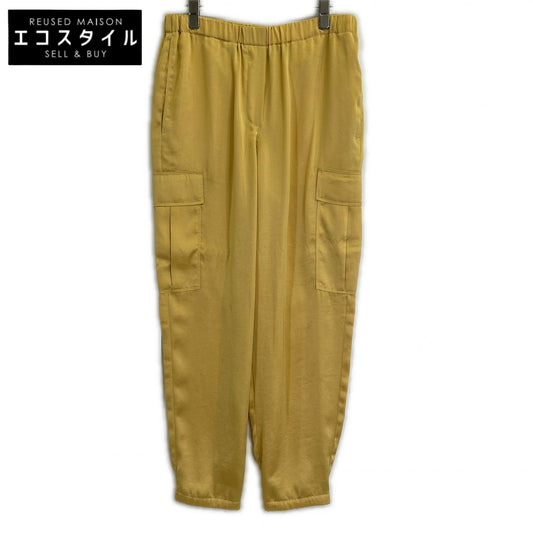 Theory Yellow Crushed Satin Cargo Pants