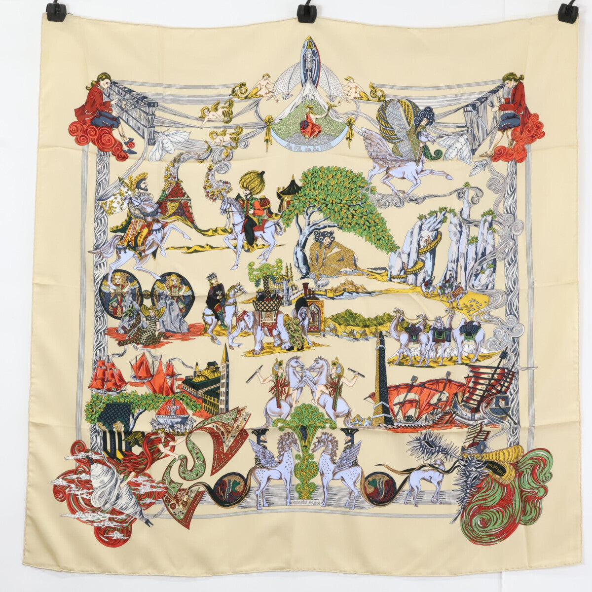 HERMES エルメス 【新品同様】Au FIL de la SOIE カレ90 シルク スカーフ