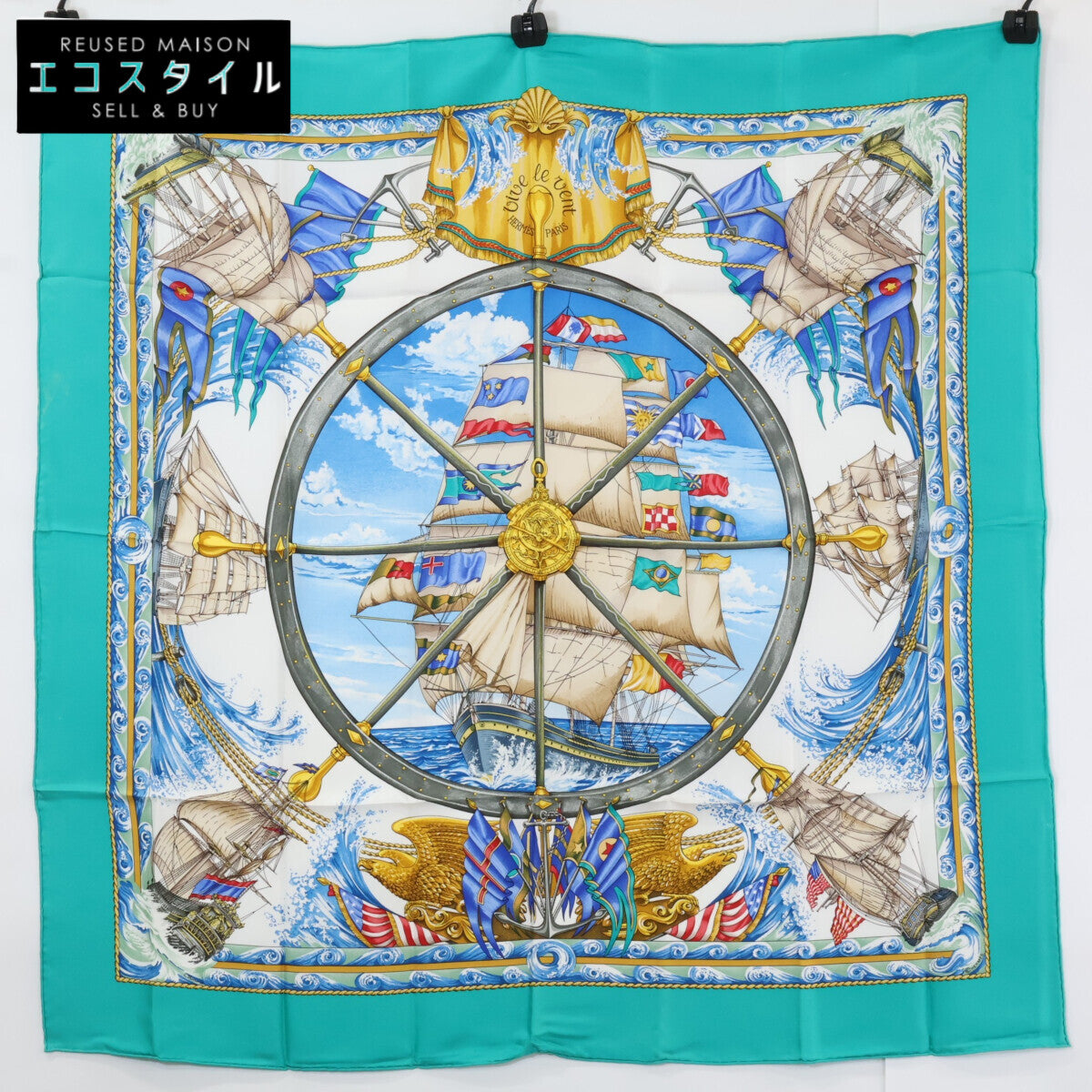 HERMES エルメス VIVE LE VENT 風よ吹け カレ90 シルク スカーフ