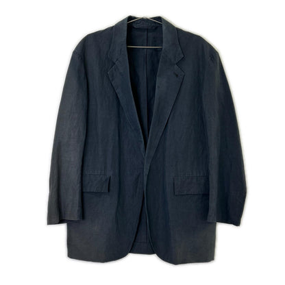 Phlannel Phlannel navy cotton × linen tailored jacket jacket