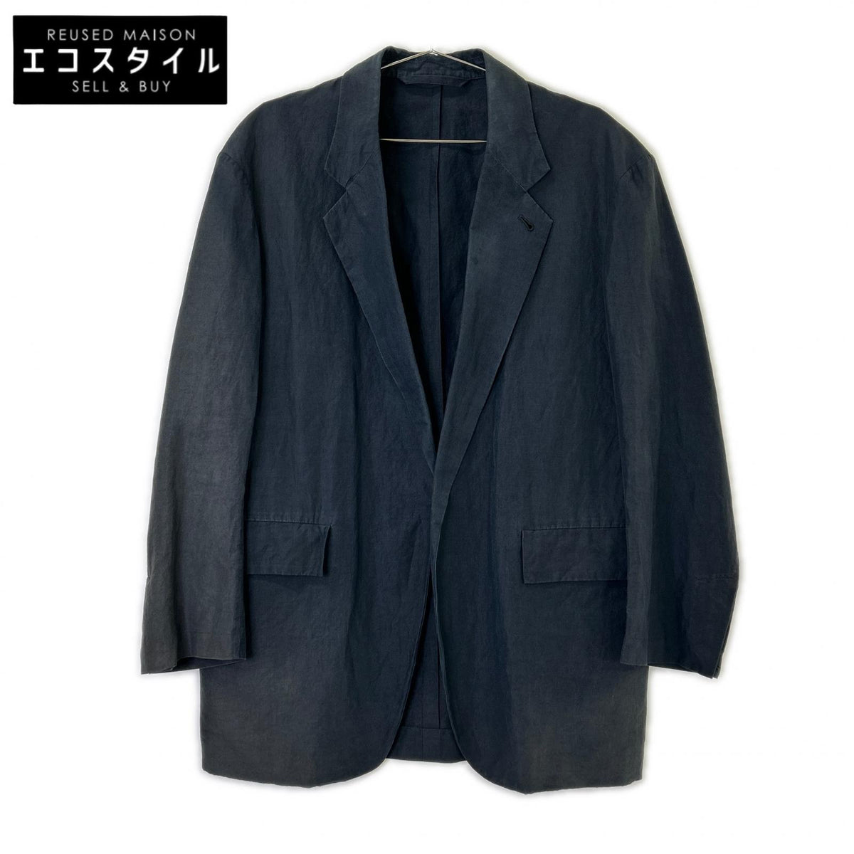 Phlannel Phlannel navy cotton × linen tailored jacket jacket