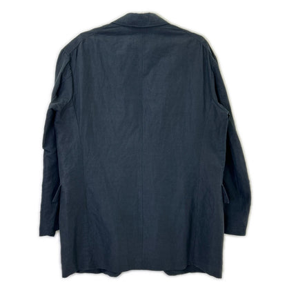 Phlannel Phlannel navy cotton × linen tailored jacket jacket