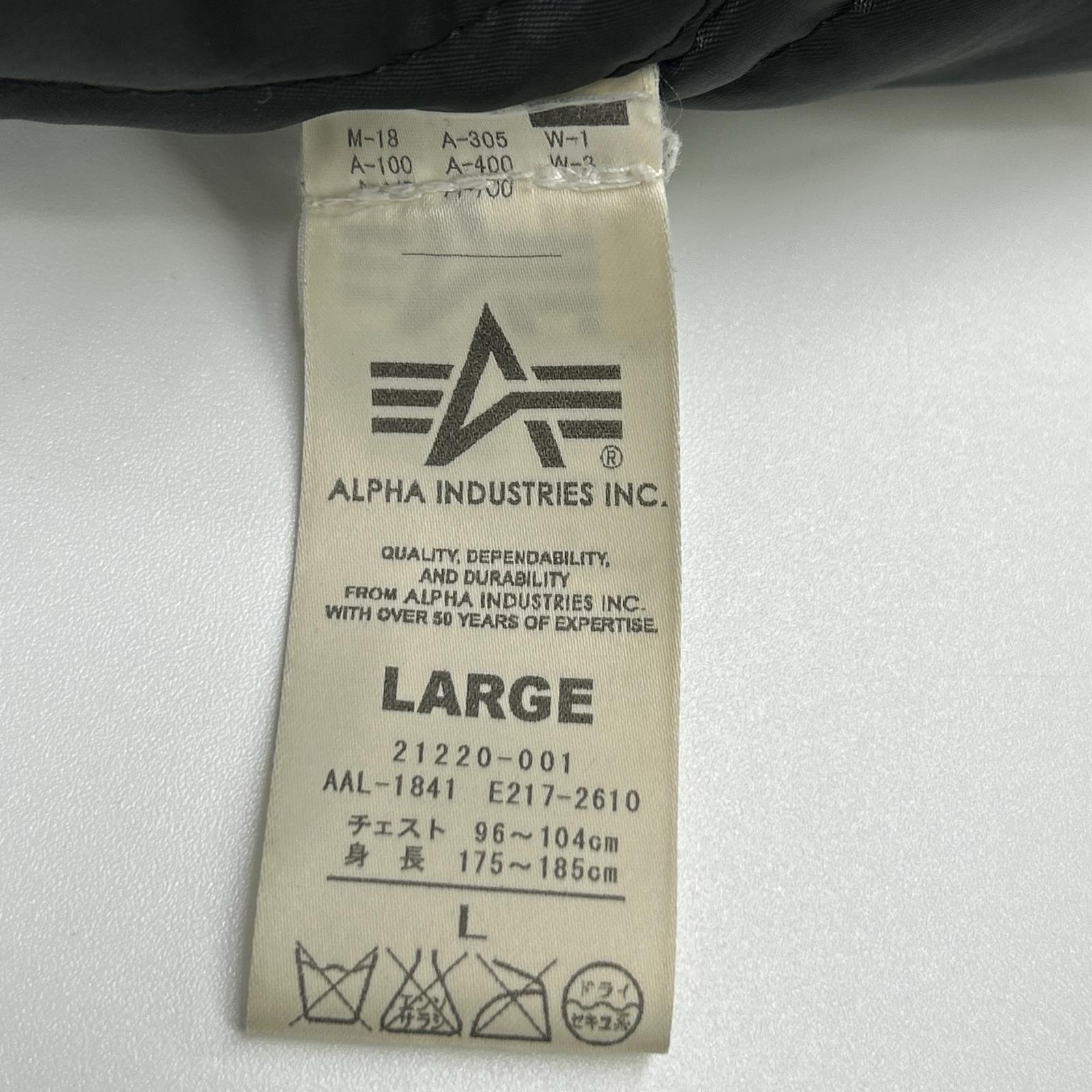 ALPHA INDUSTRIES アルファインダストリーズ 21220-001 ブラック フライトジャケット ジャケット