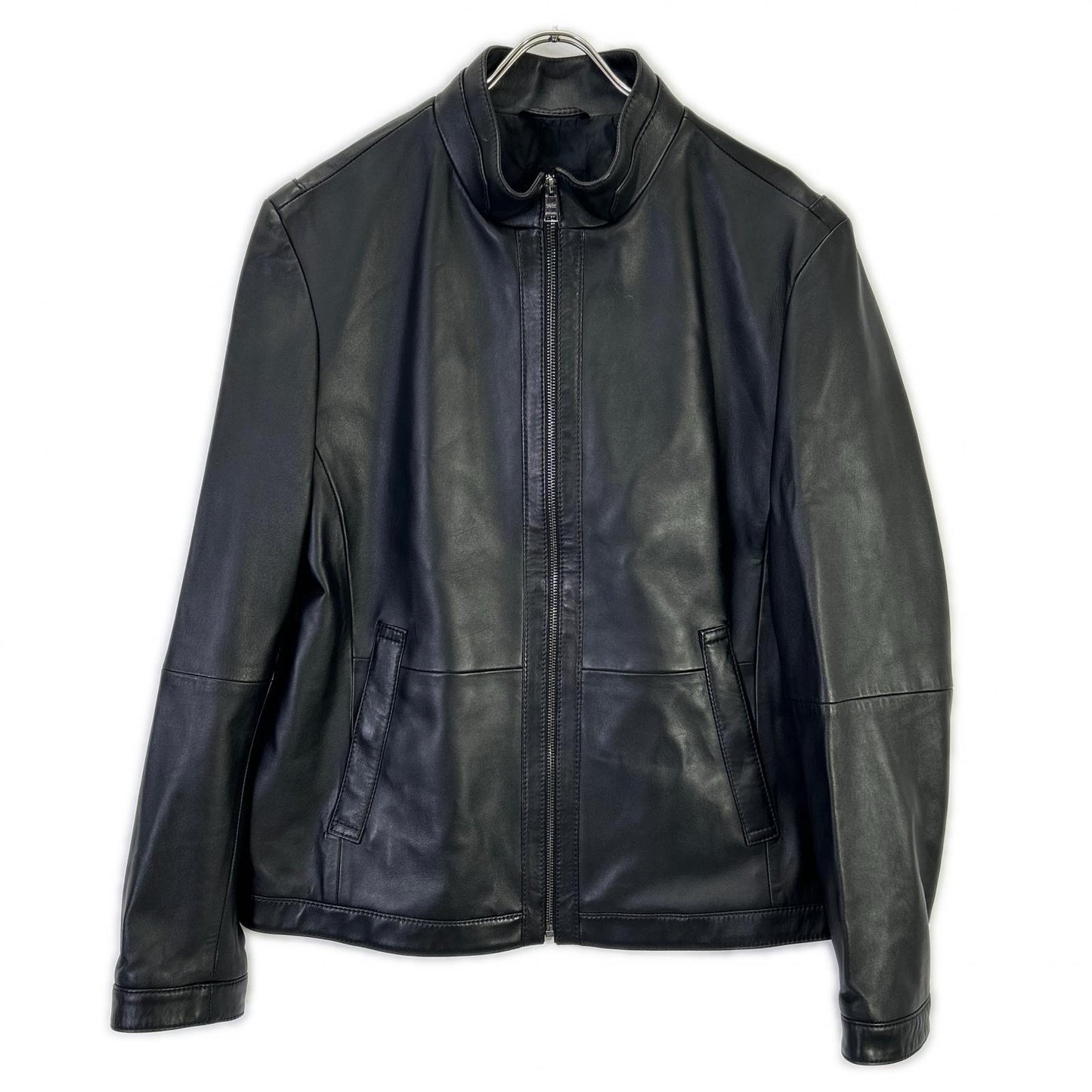 HUGO BOSS ヒューゴボス 10204714 ブラック オールレザー シングルライダースジャケット ジャケット