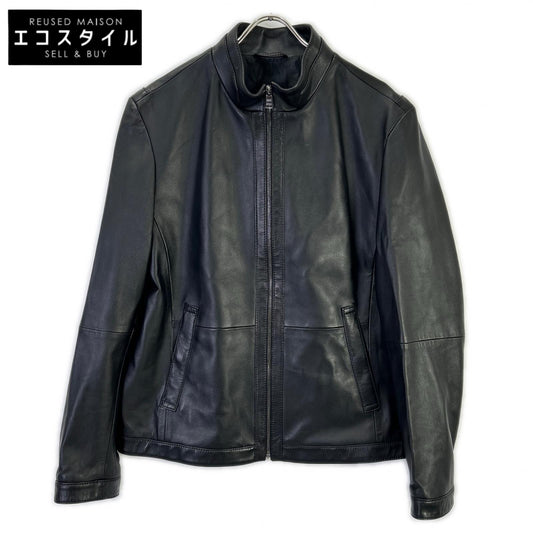 HUGO BOSS ヒューゴボス 10204714 ブラック オールレザー シングルライダースジャケット ジャケット