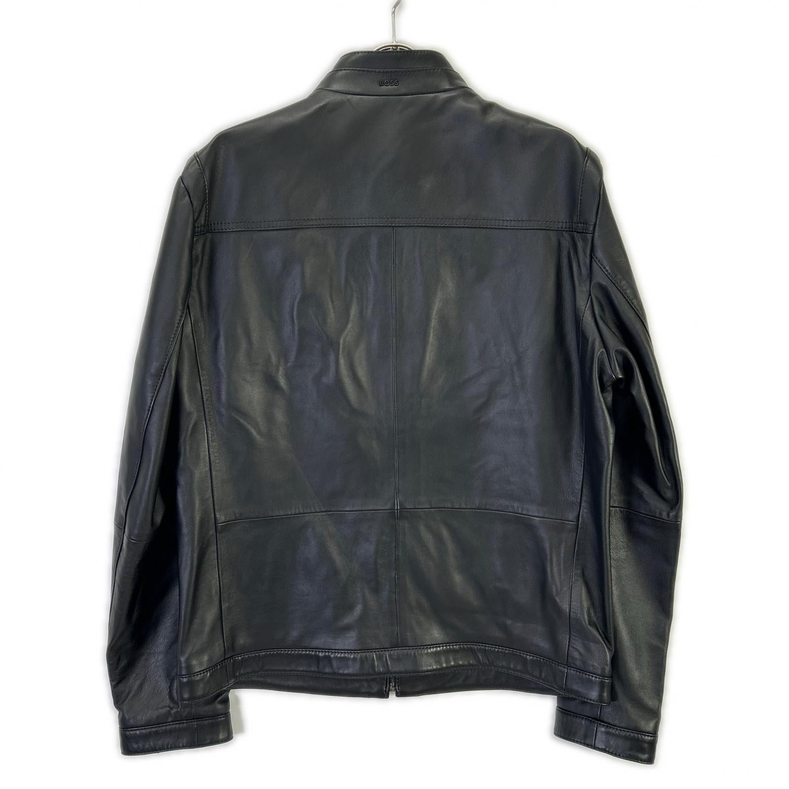 HUGO BOSS ヒューゴボス 10204714 ブラック オールレザー シングルライダースジャケット ジャケット
