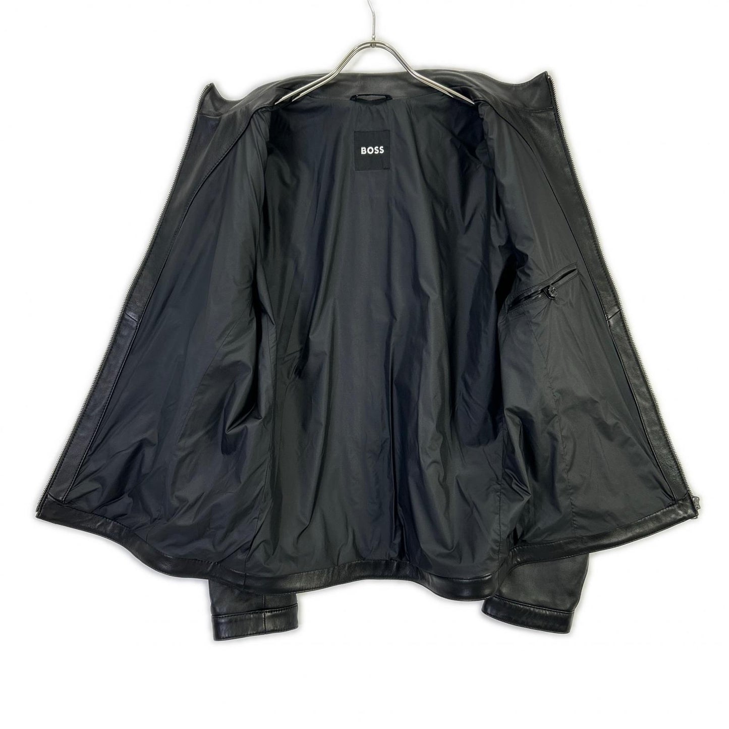HUGO BOSS ヒューゴボス 10204714 ブラック オールレザー シングルライダースジャケット ジャケット