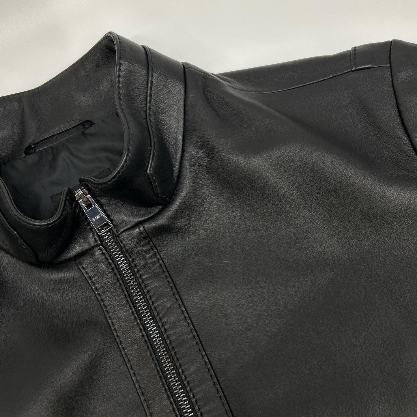 HUGO BOSS ヒューゴボス 10204714 ブラック オールレザー シングルライダースジャケット ジャケット